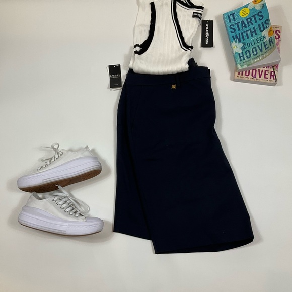 Lauren Ralph Lauren Womens 22W Plus Size Stretch Cotton Shorts Black NWT - Picture 1 of 8